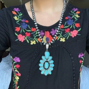 Turquoise Navajo Pearl Inspired Necklace